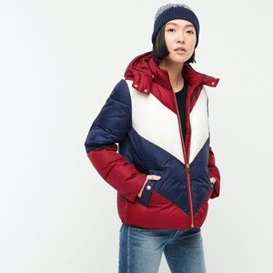 NWT JCrew Colorblock Puffer Jacket Size L